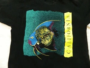 T-shirt California nera vintage California pesce tropicale - Foto 1 di 4