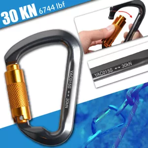 30KN Carabiner Alloy Twist Lock Auto Locking D-Shape Clip Hook Climbing Caving - Picture 1 of 7