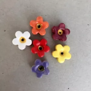 12mm Ceramic Flowers (x6) - Multicoloured ~ Mosaic Tile, Mosaic Inserts, Art,... - Picture 1 of 3