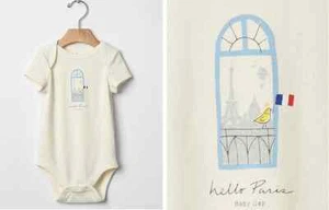 GAP Baby Hello City Paris Bodysuit One Piece NEW Tags Boys Girls 3 6 12 18 - Picture 1 of 5