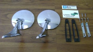 Round Bowtie Mirrors 12pc GM Resto Premium Selected Camaro Nova Chevelle mirror - Picture 1 of 7