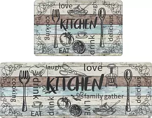 anti Fatigue Kitchen Rug Set of 2 Non Slip Cushioned Kitchen Mats for Floor Wate - Picture 1 of 12