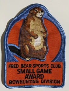 Fred Bear Sports Club Small Game Award Bowhunting Division Patch Traditional Bow - Picture 1 of 2