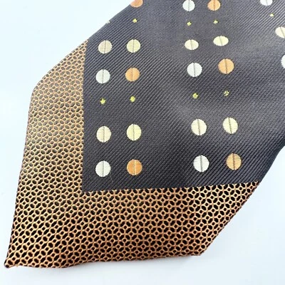Corbata para hombre Bruno Conte marrón naranja lunares microfibra longitud clásica Foto 1 de 4