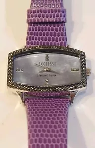 ECCLISSI Women's Sterling Silver Case Purple MOP Dial Wristwatch Needs Battery - Picture 1 of 10
