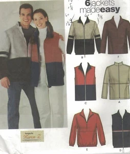 5878 Simplicity Misses' Men's & Teens Jacket Vest or Top - Picture 1 of 3