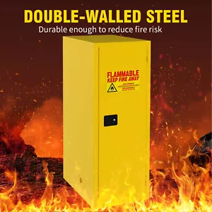 16 Gallon Fireproof Safety Storage Cabinet Durable Flammable Welded Bin Yellow - Picture 1 of 8