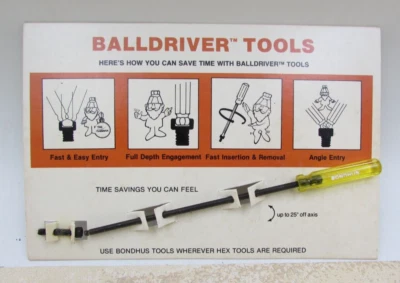 Vintage Bondhus  3/32" Ball End Screwdriver Balldriver Yellow Handle And Display - Image 1 of 4