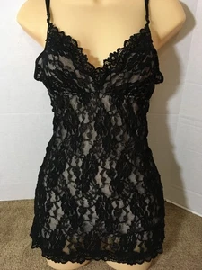 Vtg Y2K Victoria's Secret Black Lace White Mesh Camisole Top Coquette Whimsigoth - Picture 1 of 8