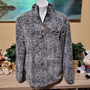 USA Palm XS Pullover Jacke grau Sherpa Quarter Zip Fleece gefüttert Damen revisible - Bild 1 von 9