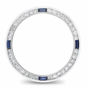 LADIES 1CT NATURAL DIAMOND BEZEL 18KW FOR ROLEX DATE, DATEJUST WITH SAPPHIRES - Picture 1 of 6