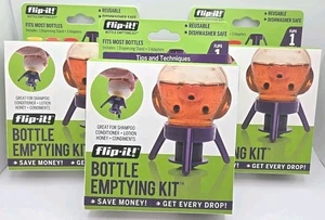 3 Flip-It! Flaschenentleerungssets - Flaschenverschluss Gewürz Lotion Shampoo Neu im Karton - Bild 1 von 8