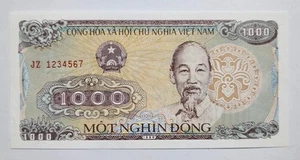 Viet Nam 1988 / 1,000 Dong Ascending Ladder Serial number 1234567 Gem UNC - Picture 1 of 3