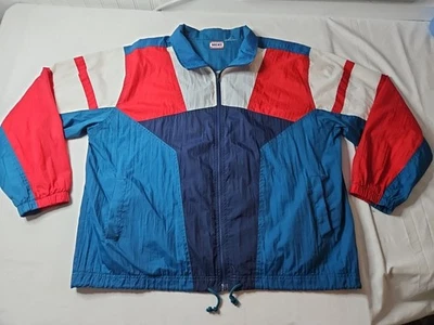 VTG Athletic Works Colorblock Full Zip Windbreaker Jacket Men's Sz 2XL 26x28  - Image 1 of 4