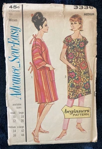 Vtg 1963 OOP Advance 3336 UNCUT apron smock pattern 14 16 - Picture 1 of 2