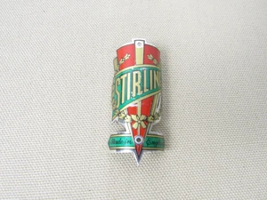 Vintage Stirling Metal Bicycle Head Badge Made in England 2" - Picture 1 of 3
