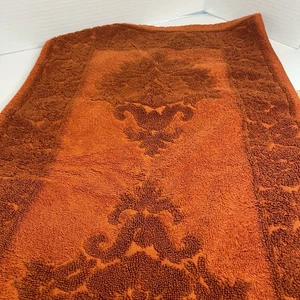 Vintage Handtuch 2 Waschlappen Mod Retro Field Crest Bad Royal Samt Orange Rost - Bild 1 von 10
