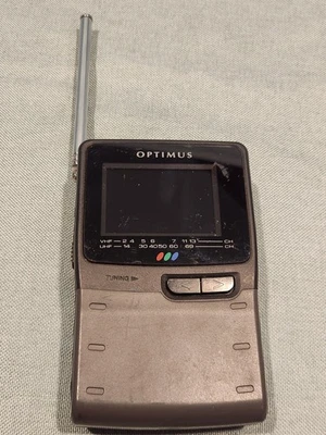 Pantalla de TV LCD a color portátil Optimus Pocket VHF/UHF vintage Foto 1 de 4