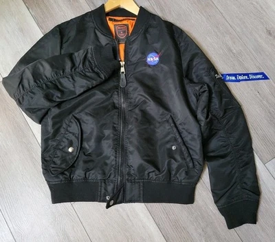 Chaqueta de bombardero Burk's Bay BRAVO NASA para hombre MEDIANA Flight Flyers  Foto 1 de 4