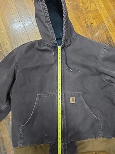 Vintage Y2K Carhartt Dark Brown Jacket Large J130 DKB Distressed Faded Workwear - Picture 1 of 14