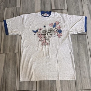 VTG 90s Morning Sun Kittens & Birds On Branch Grandma Core Style Shirt XL - Picture 1 of 6