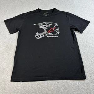 Alpinestars Shirt Mens Large Black Motocross Helmet Graphic Tee Racing Logo READ - Picture 1 of 8