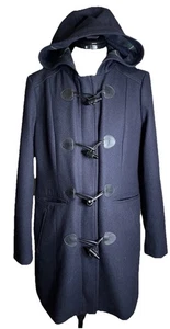 G.H. BASS & CO Womens Classic Wool Blend lined Toggle Peacoat/Jacket w/Hood|Sz:M - Picture 1 of 24