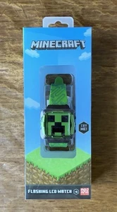 Minecraft Flashing Creeper Face LCD Digital Wrist Watch Green Mojang Studios New - Picture 1 of 5