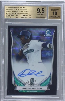 2014 Bowman Chrome Prospect Black Wave Refractor /50 Austin Wilson BGS 9.5 Auto - Image 1 of 2