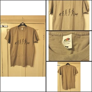 Mens Evolution Dog Walker T-SHIRT - Medium - Beige - Fruit of the Loom - New - Picture 1 of 5