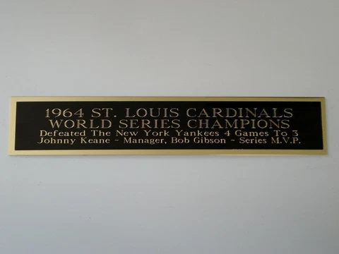 1964 St. Louis Cardinals World Series Nameplate For A Baseball Bat Case 1.5 X 6 Cover