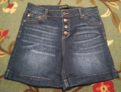 Pantalones Cortos de Jean Rosa Celebridad Niñas Azul Denim 16 Botones Mosca Elastizados Puños Oscuros Foto 1 de 3