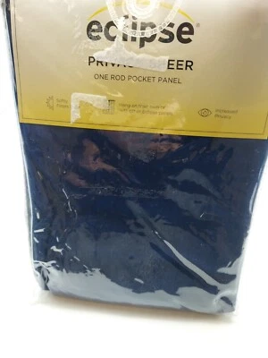 Eclipse Privacy Sheer One Rod Pocket Panel Curtain Navy Blue 52 x 95in - Image 1 of 4