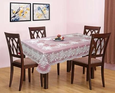 Vinyl Floral Dining Tablecloth with Lace for 4 Seater Table 54 x 78 Inches US - Image 1 of 4