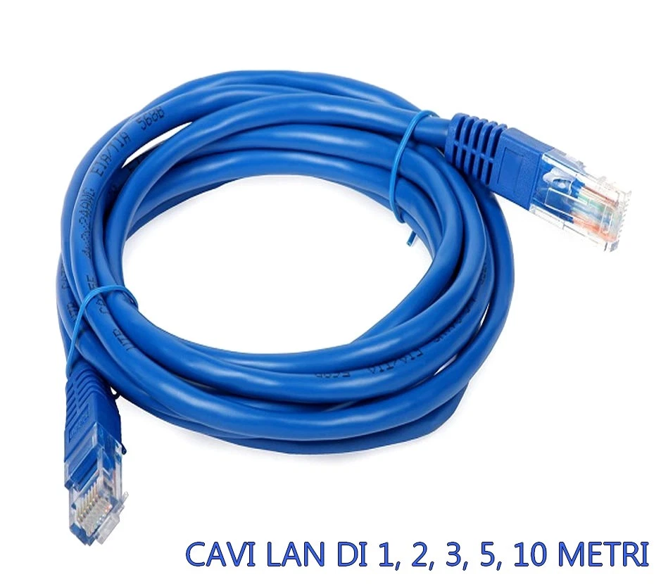 CAVO MODEM PC ETHERNET DI RETE LAN CON PLUG RJ45 CAT5 1 - 2 - 3 - 5 - 10 METRI - Immagine 1 di 1
