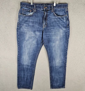 Lucky Brand 410 Athletic Fit Jeans Men's 38x32 Blue Denim Dark Wash Zip Fly - Picture 1 of 10