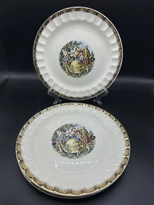 3-Vintage Dancing Couple Cronin China Company Minerva Ohio 10" Dinner Plates (J) - Picture 1 of 4