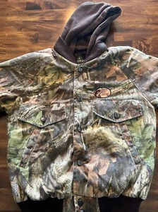 Red Head Bass Pro Shop Logo Advantage Timber Hooded Coat Jacket Youth Boys M - Picture 1 of 6