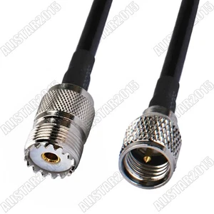 Mini UHF Male Plug to UHF SO-239 Female Jack Adapter WiFi Lot RF Coax RG58 Cable - Picture 1 of 3