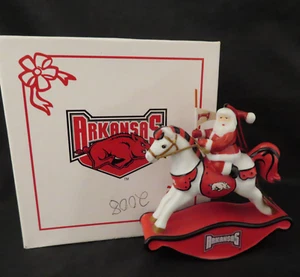 Arkansas Razorback Ornament Danbury Mint 2008 Rockin Santa Rocking Horse in Box - Picture 1 of 5