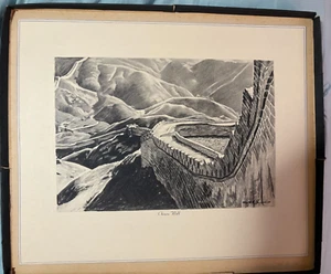 Grabado a lápiz chino de pared 13,75 x 11,25 impresión Seth Hoffman 1943 - Imagen 1 de 5