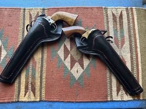 Two Holster Left Right Set Cross Draw Colt Uberti Army & Navy 7.5-8" Western - Picture 1 of 11