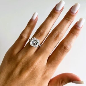 14k White Gold Engagement Ring 3.50 Ct IGI GIA Lab Created Asscher Cut Diamond - Picture 1 of 8