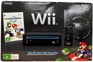 Nintendo Wii Black Console Mario Kart Boxed PAL RLV-101 - Picture 1 of 7