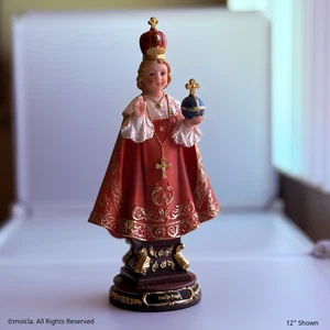 Estatua de resina del Niño Jesús de Praga - Figura católica de 12" | Niño de Praga - Imagen 1 de 5