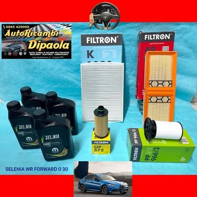 FIAT KIT TAGLIANDO ALFA ROMEO GIULIA 2.2 D DIESEL 136 150 180 cv SELENIA 0W30 FILTRI