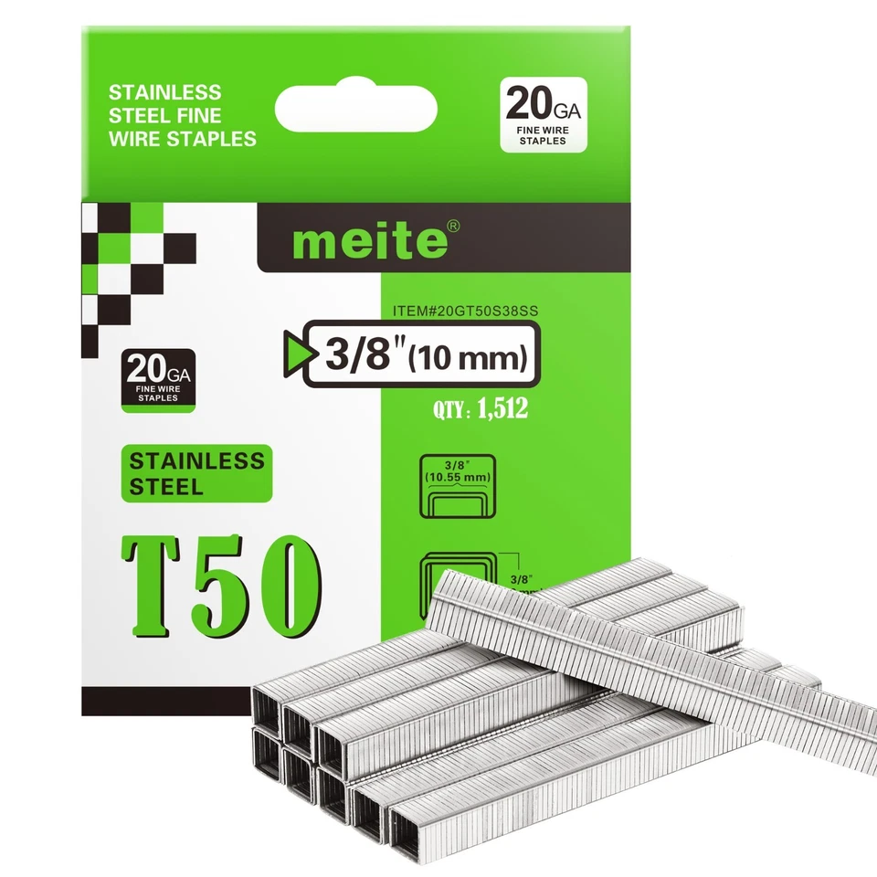 Grapas para tapicería corona de acero inoxidable 304 calibre 20 3/8 pulgadas 1.512-45.360 piezas Foto 1 de 4