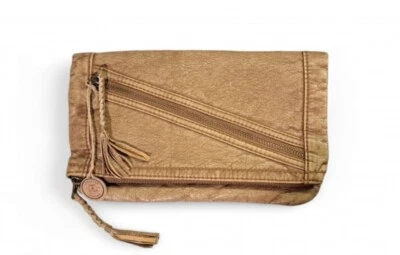 Converse One Star Tan Brown Logo Zip Expandable Clutch Purse - Image 1 of 4