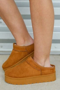 New Women's Faux Fur Lining Platform Heel Slide-On Slipper Booties Ankle Boot - Picture 1 of 12