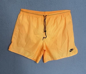 Vintage 80s Nike Running Shorts Mens Medium Orange Drawsting - Picture 1 of 18